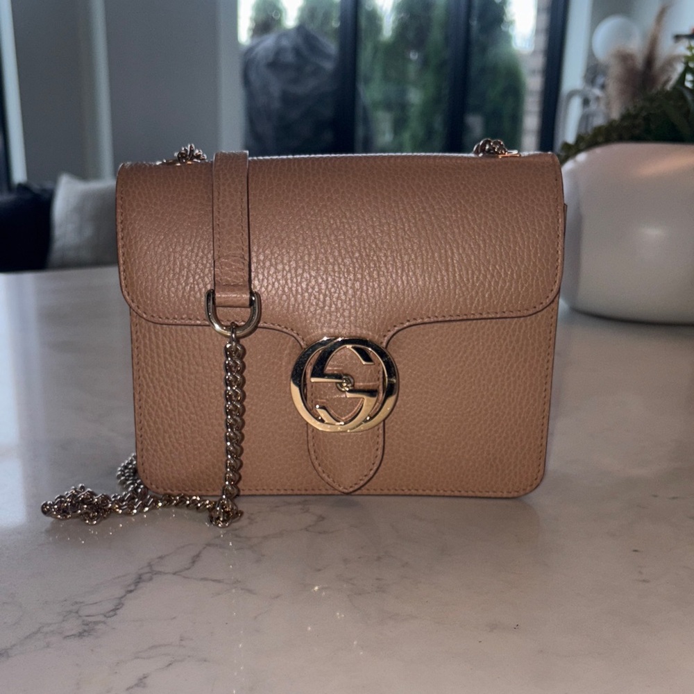 Gucci Beige Leather Crossbody Bag